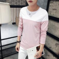 Missanabie Mens Slim Fitted Casual Short/Long-Sleeve T-Shirts Contrast Color Stitching Tee