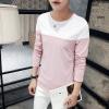 Missanabie Mens Slim Fitted Casual Short/Long-Sleeve T-Shirts Contrast Color Stitching Tee