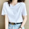 HADOLLWELL Summer women's short sleeved round neck white T-shirt sports casual shirt