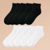 Elibelle [10 Pairs] Classic Ankle Socks, Sporty Black & White Quarter Length Sock Pack, Stockings & Hosiery