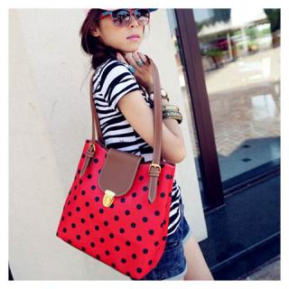 New Arrival Dot Printed and Snap Fastener Design One-Shoulder Bag For Female