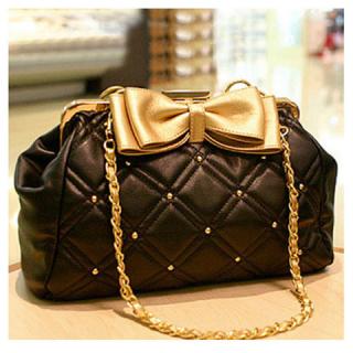 New Arrival Rhombus Embossing and Bowknot Embellished One-Shoulder Bag For Female
