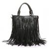 Stylish Black Tassel Embellished and Zipper Design Handbag For Female