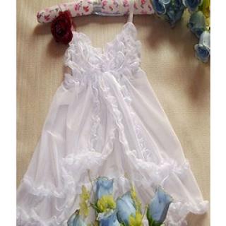Sweet and Fashion Layers Ruffles Design Shoulder-Strap Short Nightgown For Female 