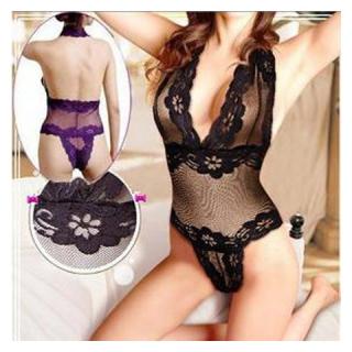 Charming and Sexy Lace Decorated V-Neck One-Piece Sheer Nightgown For Female