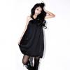 New Fashion Bud Shape Black Imitation Silk Halter Dress For Women