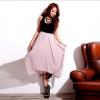 Graceful Style Asymmetrical Ruffled Hem Cotton + Chiffon Dress For Women