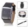 Fashionable JIALILEI Rotation Square Dial Digital Display Time Leather Wrist Watch for Men 58859 (Black)