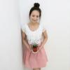 Sweet Lady Layered Ruffled Front Design Zipper Back Color Match Chiffon+Flax Dress For Women