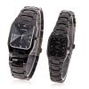 Fashionable Longbo Rhinestone Decoration Rectangle Dial Quartz Hours Analog Steel Wrist Watch for Lover 8352 (Black)