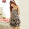 Elegant Strapless Bowknot Embellished Ruffle Irregularity Hem Sleeveless Satin Dress For Women