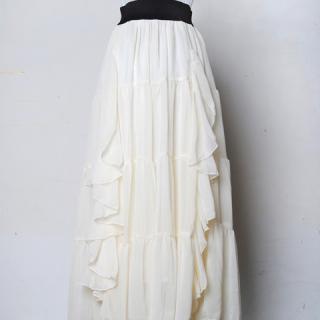 Fairy Bohemian Style Elastic Waist Flounce Embellished Pleated Chiffon Skirt For Women