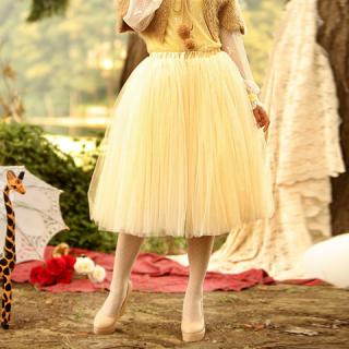 Refreshing Elastic Waist Puff Five layers Voile Multicolor Skirts For Women
