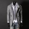 Stylish Lapel Double-Breasted Embellished Solid Color Slimming Melton Coat For Men
