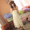 Bohemian Style Charming Elastic Lace-Up Floral Print Beige Sleeveless Two-Wear Dress For Women