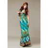 Bohemian Style Plunging Neck Sleeveless Colorful Maxi Dress For Women
