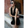 Sexy Cowl Neck and Backless Design Pleated Sheath Dress For Women