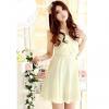 Romantic V Neckline Sleeveless Pleated Solid Color Chiffon Dress For Women