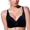 Cotton Lace Strap Adjustable Back Closure Push-Up Full Coverage Bra For Women