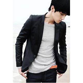 Solid Color and Pocket Design Single Button Embellished Slimming Casual Suit For Men