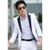 Stylish Single Button Embellished and Color Block Design Slimming Casual Suit For Men