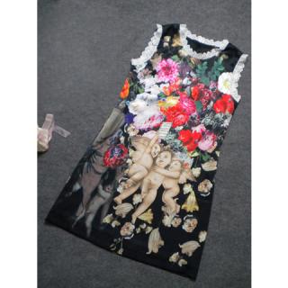 Scoop Neck Sleeveless Floral Print Women's Chiffon Dress 