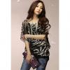 Fashion Zebra-stripe Scoop Neck Chiffon Blouse For Women