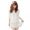 Women's Chiffon+Lace Dress With Short Sleeves Scoop Neck Ruffle Design