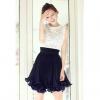 Women's Chiffon Dress With Floral Embellished Sleeveless Scoop Neck Flounce Design