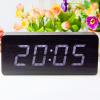 Novel Rectangle Black Wooden Digital Clock with White Numeral LED Light 006-10