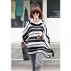 Women's Plus Size Knitting Blouse With Dolman Sleeves and Stripe Pattern Design
