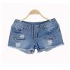Blue Cat-Like Whiskers Destroy Women's Bleach Wash Jeans