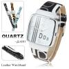 Olj Fashion Lady's Watch with Quartz Analog Square Dial Leather Watchband