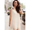 Women's Apricot Chiffon Refreshing Dress With Shoulder Board Sleeveless Scoop Neck Casual Design