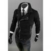 Men's Woolen Yarn Slimming Coat With Inclined Zipper Column Design