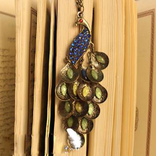 Retro Style Rhinestone Embellished Peacock Shape Pendant Blue Alloy Women's Necklace