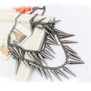 Korea Style and Stylish Many Stud Shape Pendant Multi-Layered Necklace