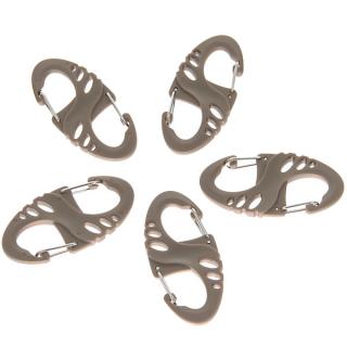 5 x Multi-use Hollow-out S Shape Eight-character Shape Plastic Buckle Clasp Keychain for Outdoor Activities (Khaki)