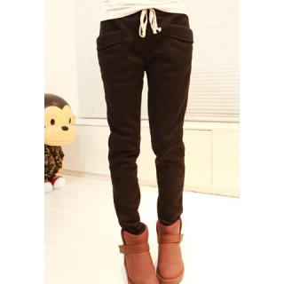 Casual Style Heavy Weight Waist Drawstring Women's Cotton Fleece Pants
