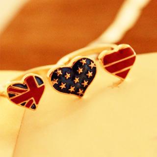 Fashion and Stylish Three Heart Shape Flag Print Finger Ring