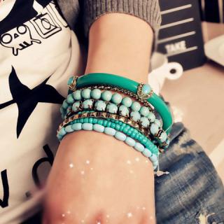 Bohemian Style and Stylish Blue Ruby Embellished Multi-Layered Bracelet