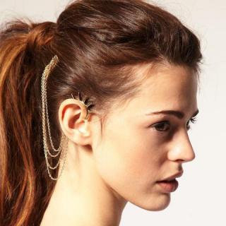 Fashion and Stylish Rivet and Chain Embellished Earrings With Comb