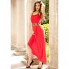 Scoop Neckline Casual Slimming Style Color Matching Weave Embellished Sleeveless Cotton+Chiffon Women's Maxi Dress