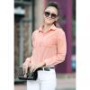Charming Long Puff Sleeves Ruche Pockets Design Women's Crepe Shirt