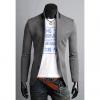 New Arrival Slimming Stand Collar Solid Color Long Sleeves Cotton Blend Men's Blazer