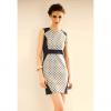 Scoop Neck Color Block Polka Dots Sleeveless Cotton Summer Women's Casual Dress