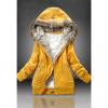 Casual Artificial Wool Embellished Hooded Zipper and Pocket Design Women's Cotton Coat