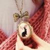 Elegant Alloy Bowknot Shape Bunny Pattern Oval-Shaped Rhinestone Embellished Women's Necklace