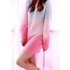 Stylish Gradient Neon Color Long Sleeves Scoop Neck Women's Long Sweater