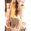 Sweet Contrast Color Retro Style Floral Print High-Waisted Shorts For Women